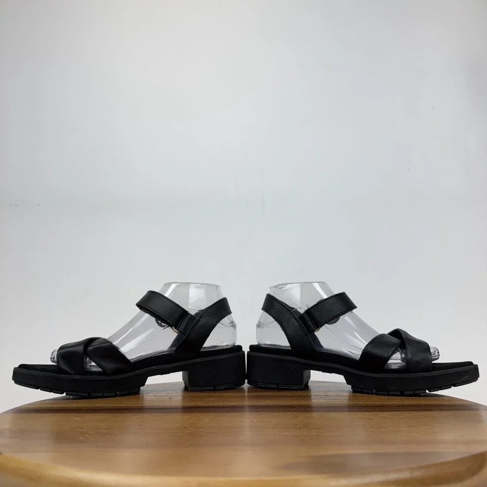 Womens Munro‎ Knox Black Leather Strappy Casual Comfort Sandals Shoes Size 9 M